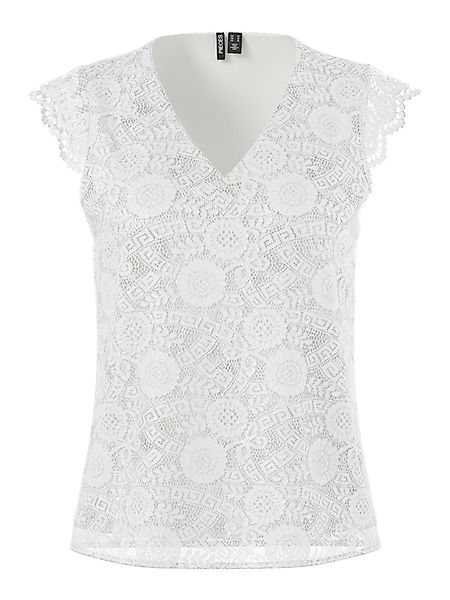 pieces Spitzentop PCOLLINE SL LACE V-NECK günstig online kaufen