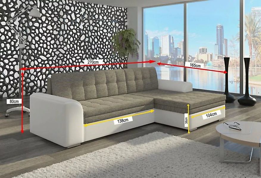 JVmoebel Ecksofa Design Schlafsofa Sofa Polster Wohnzimmer Ecksofa Couch Te günstig online kaufen