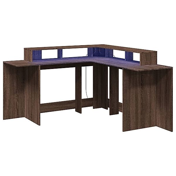 vidaXL Schreibtisch LED-Schreibtisch Braun Eichen-Optik 152x152x91 günstig online kaufen