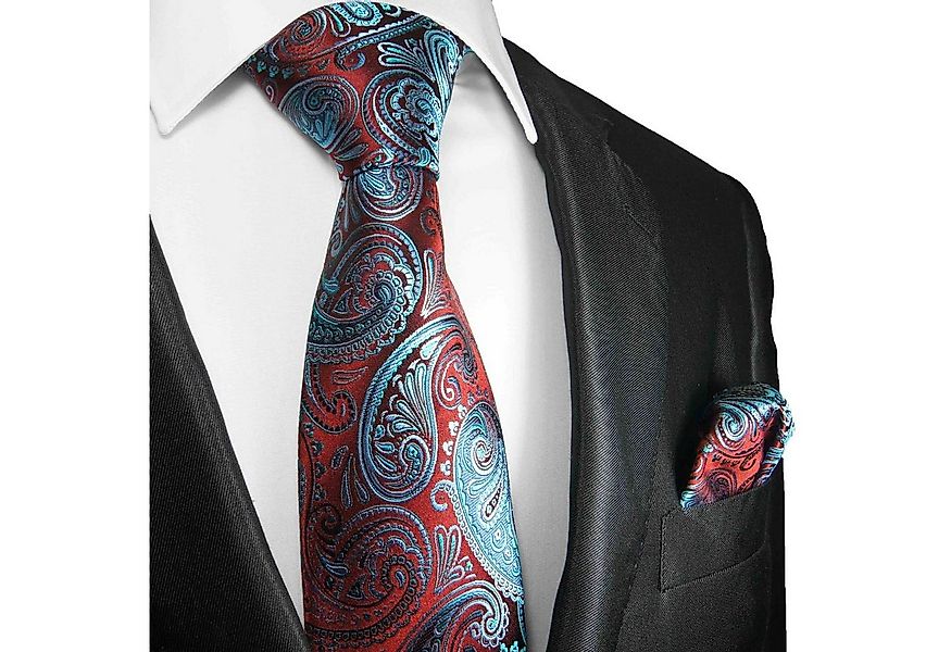Paul Malone Krawatte Elegante Herren Seidenkrawatte mit Tuch paisley brokat günstig online kaufen
