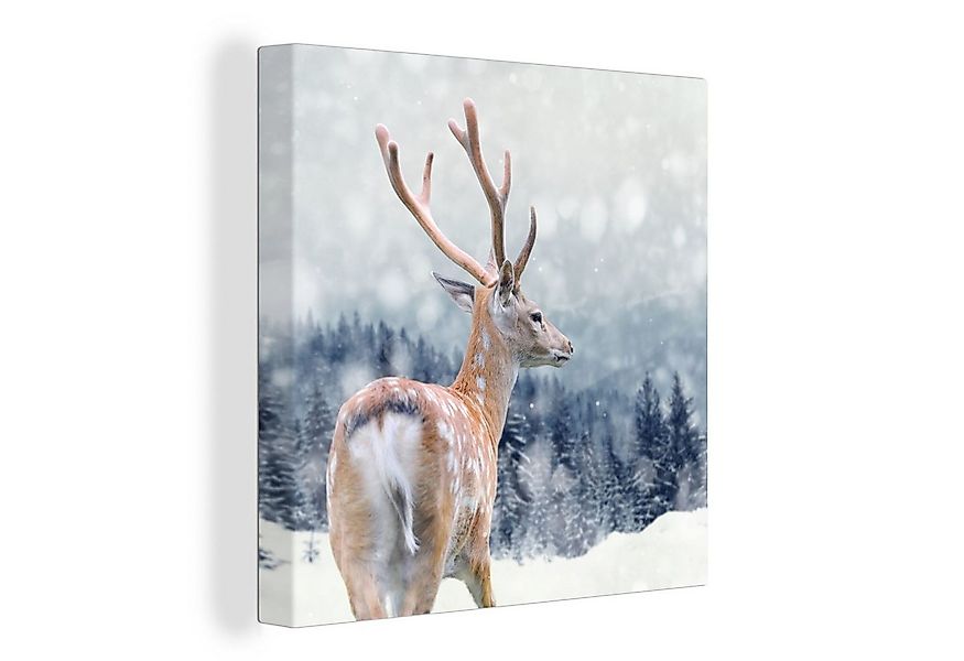 OneMillionCanvasses® Leinwandbild Winter - Hirsche - Tiere, Fotodruck (1 St günstig online kaufen