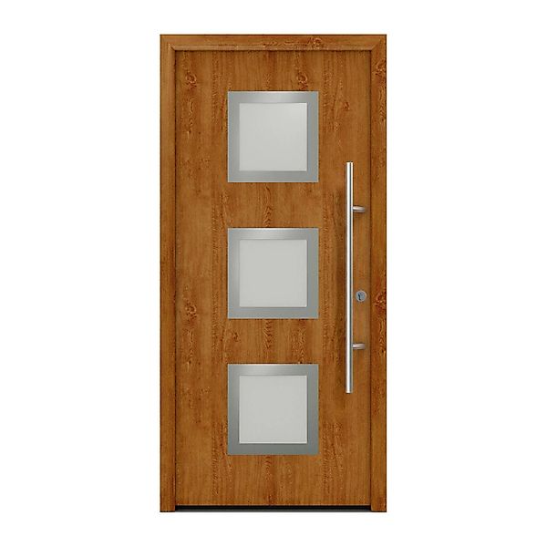 EcoStar Haustür Isopro Secur IPS 810S Golden Oak 110 cm x 210 cm DIN R günstig online kaufen