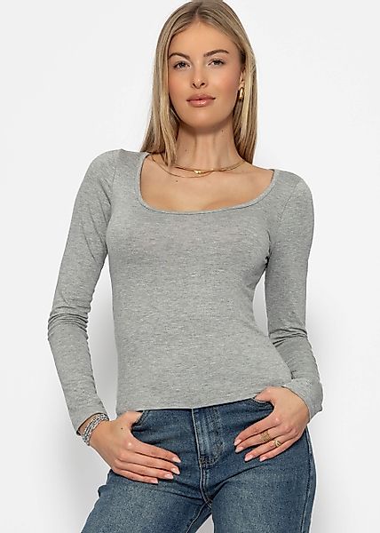 SASSYCLASSY Langarmshirt Langarmshirt Damen mit Ausschnitt günstig online kaufen