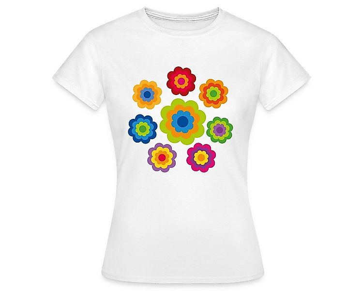 Spreadshirt T-Shirt 70er Jahre Hippie Flower Power Kostüm Blumen Fasching F günstig online kaufen