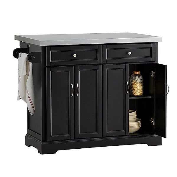 SoBuy Kücheninsel Küchenwagen Küchenschrank Servierwagen Schwarz FKW71-SCH günstig online kaufen