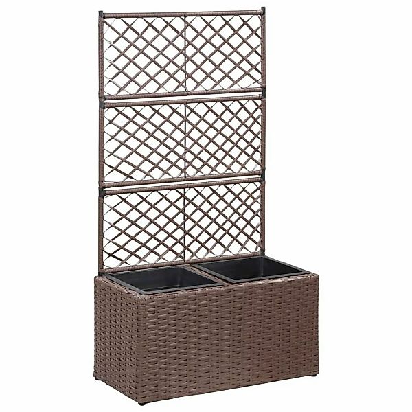 Hochbeet Mit Rankgitter 2 Töpfe 58ã30ã107cm Poly Rattan Braun günstig online kaufen