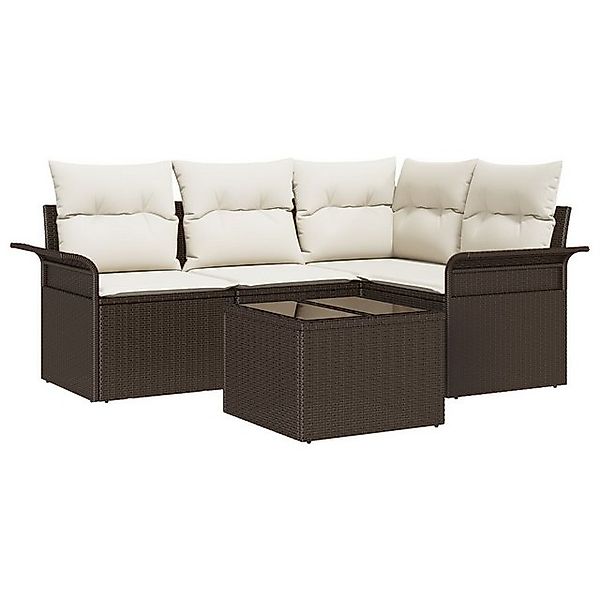 vidaXL Loungesofa 4-teiliges Garten Sofa Set mit Kissen Grau Poly Rattan, 5 günstig online kaufen