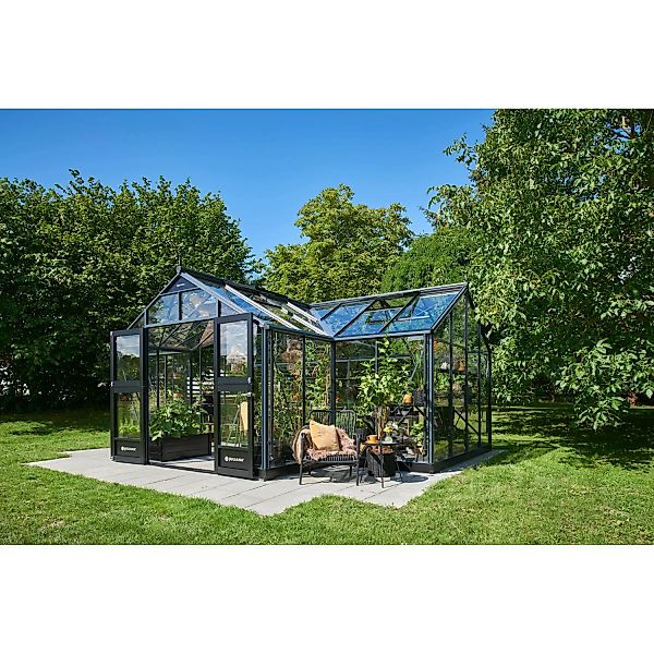 Juliana Gewächshaus Orangerie 21,5 m² 3 mm Sicherheitsglas Anthrazit/Schwar günstig online kaufen