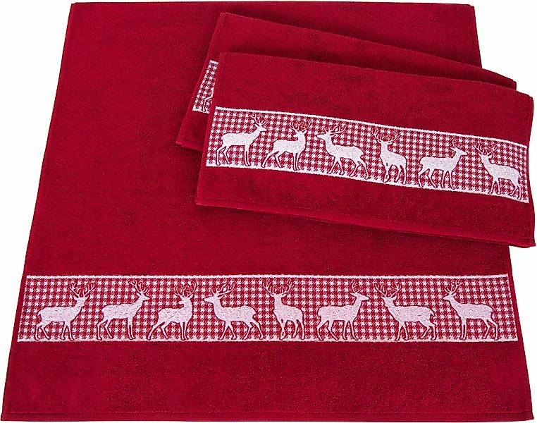Dyckhoff Handtuch Set "Hirschparade" Set 3 Stk. Walkfrottier Made in German günstig online kaufen