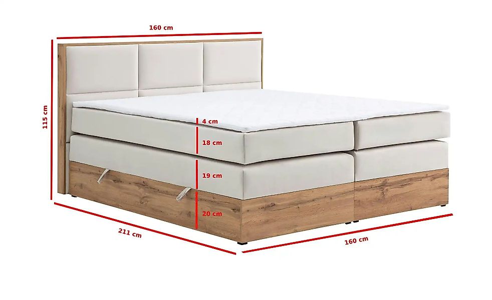 Boxspringbett mit Bettkasten Vancouver ¦ beige Betten > Boxspringbetten - H günstig online kaufen