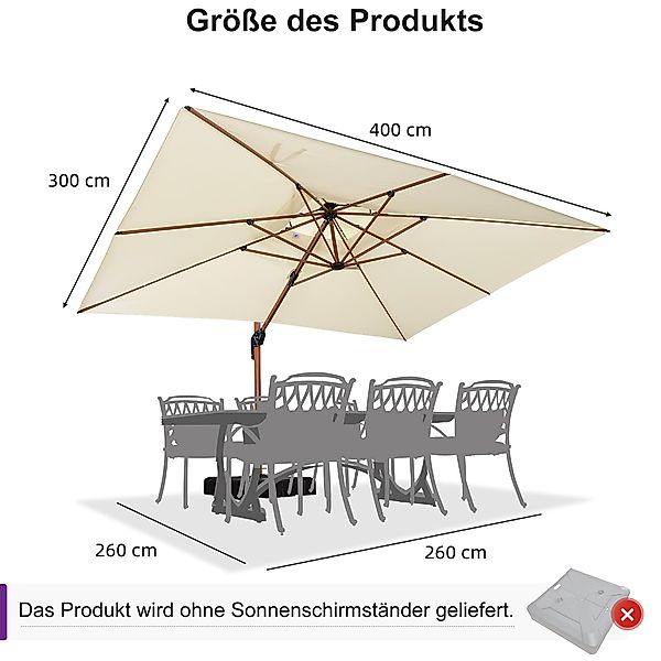 PURPLE LEAF Ampelschirm Holzoptik Rechteckiger Außenbereich günstig online kaufen
