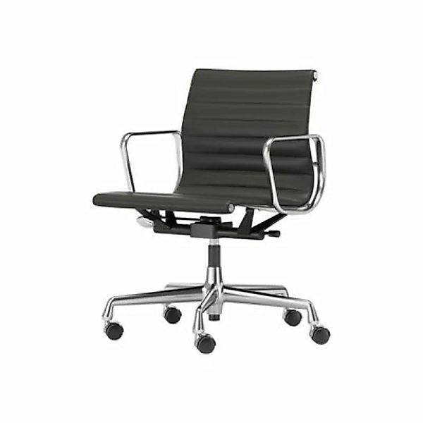 Sessel mit Rollen Aluminium Chair EA118 leder schwarz / Eames, 1958 - Vitra günstig online kaufen