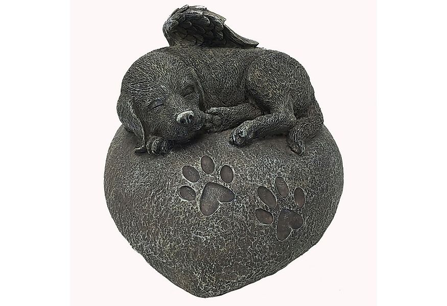 MystiCalls Dekofigur Hunde Urne grau als Hunde-Engelfigur auf Herz, Tierurn günstig online kaufen