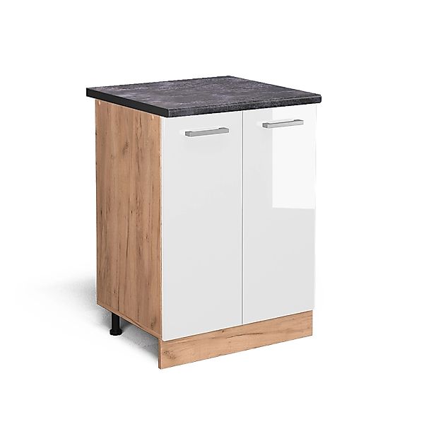 Vicco Küchenunterschrank R-Line Weiß Hochglanz/Goldkraft Eiche 60 cm AP Ant günstig online kaufen