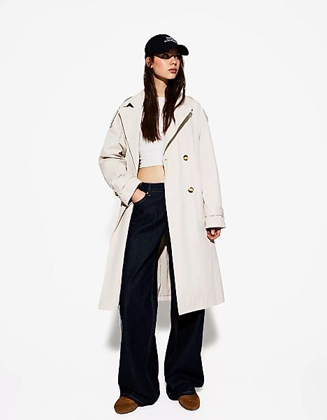 Bershka Trenchcoat Damen S Steinfarbe günstig online kaufen