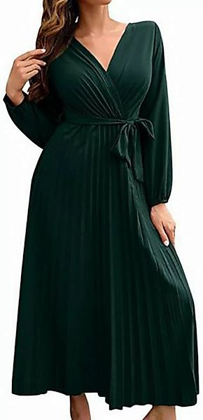 ZWY A-Linien-Kleid Damen Wickelkleid V-Ausschnitt fließendes Midi-Kleid Hoc günstig online kaufen