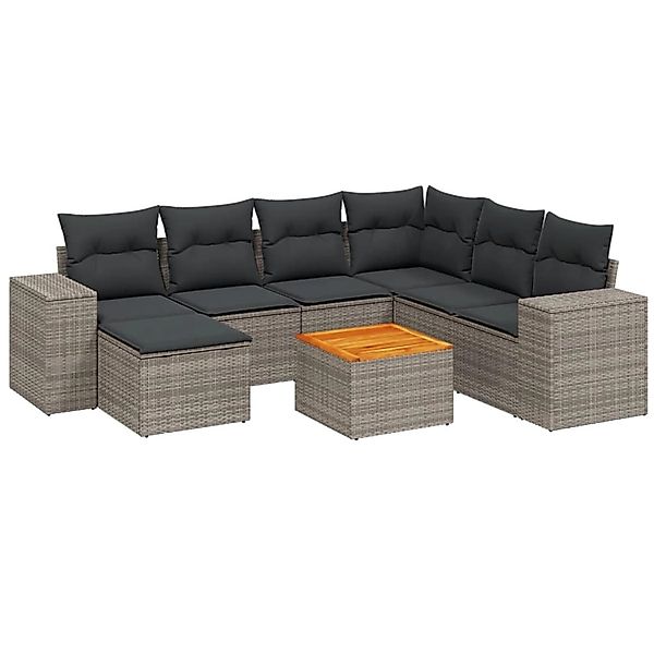 vidaXL 8-Tlg Garten-Sofagarnitur mit Kissen Grau Poly Rattan 3257894 günstig online kaufen