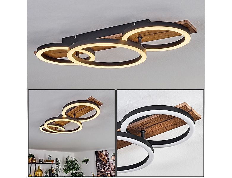 hofstein Deckenleuchte Deckenlampe aus Metall/MDF/Kunststoff in Schwarz/Hol günstig online kaufen