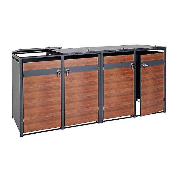 PROREGAL Mülltonnenbox 4er/8er XL 117x290x98cm Anthrazit Kirsche-Holzoptik günstig online kaufen