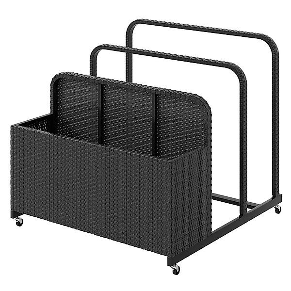 Costway Pool Aufbewahrungskorb mit Rollen Pe Rattan Schwarz günstig online kaufen