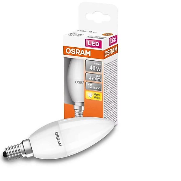 Osram LED-Leuchtmittel E14 Kerzenform 4,9 W Warmweiß 470 lm 10 x 3,7 cm (H günstig online kaufen