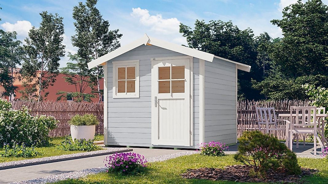 Gartenhaus 123 Gr.1 Satteldach Grau 28 mm günstig online kaufen