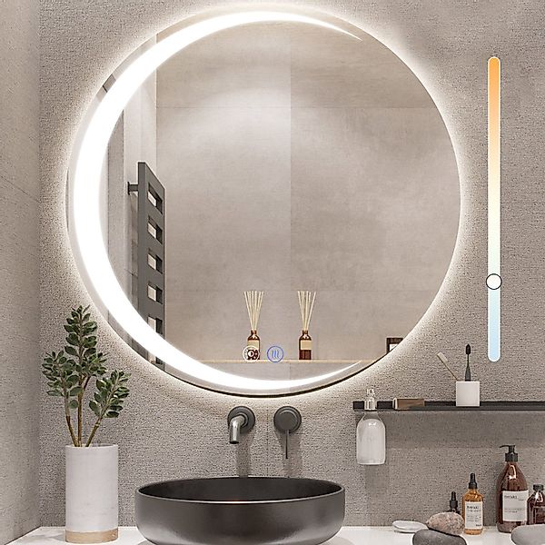 Nettlife Badspiegel Rund LED Beleuchtung 80cm günstig online kaufen