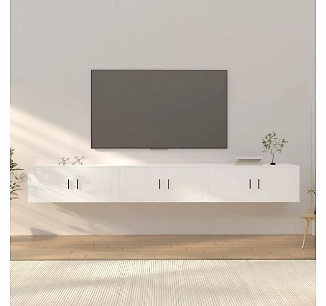 furnicato TV-Schrank TV-Wandschränke 3 Stk. Weiß 100x34,5x40 cm günstig online kaufen