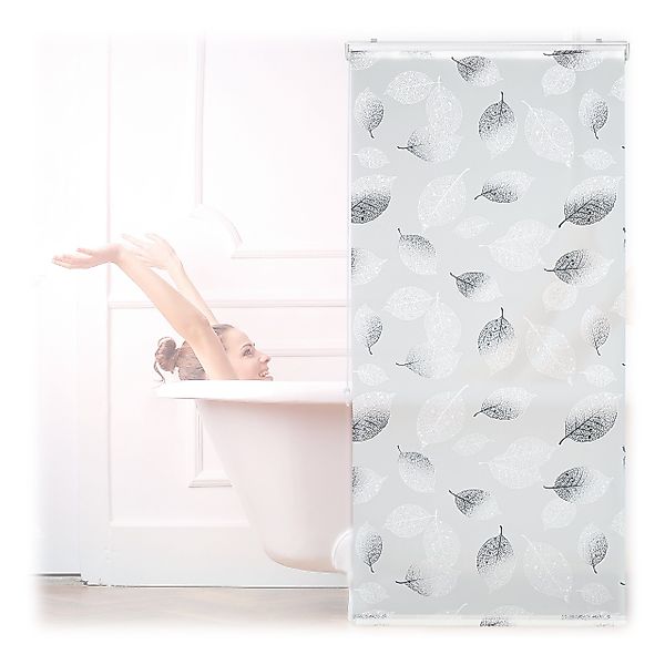 relaxdays Duschrollo mit Blätter Desig Breite günstig online kaufen