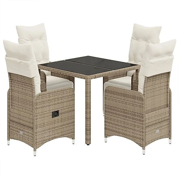 vidaXL 5-tlg Garten-Bistro-Set mit Kissen Braun Poly Rattan Modell 4 günstig online kaufen