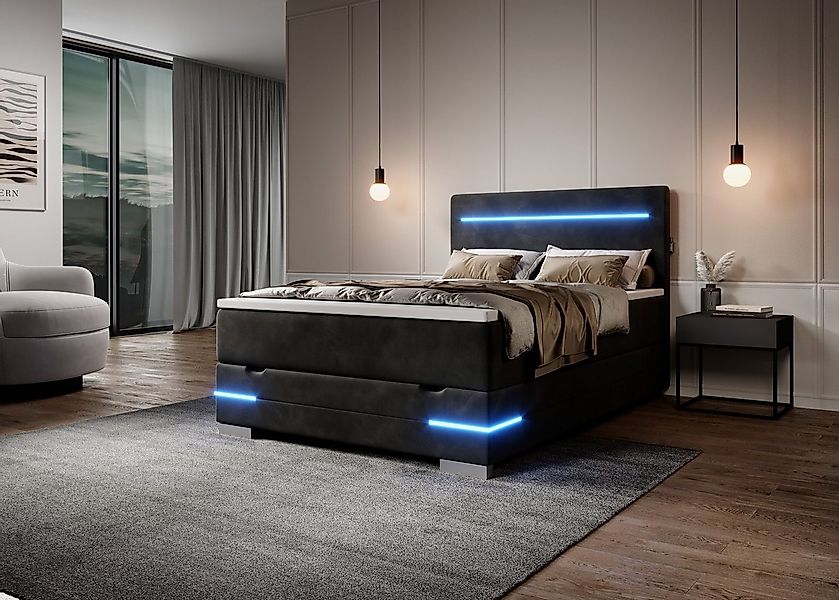 wonello Boxspringbett New York (Samtstoff), inkl. LED-Beleuchtung, Bettkast günstig online kaufen