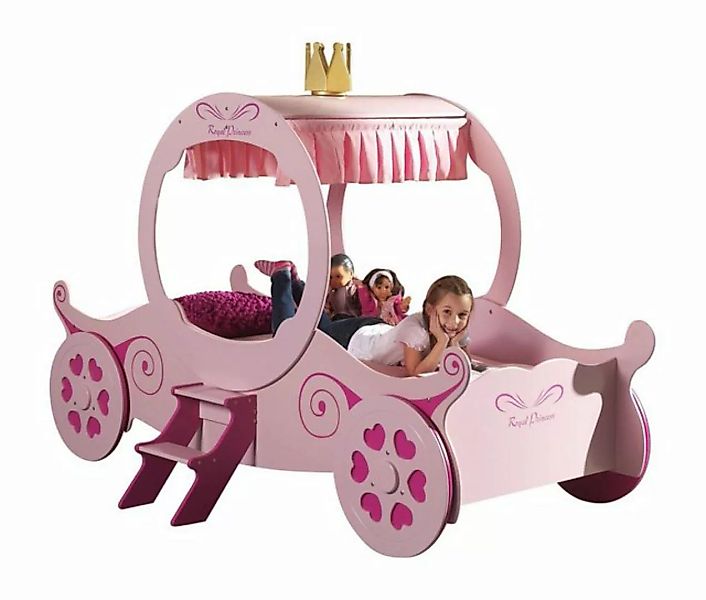 Natur24 Kinderbett Bett Einzelbett Kutschenbett MDF Rosa 90x200cm günstig online kaufen