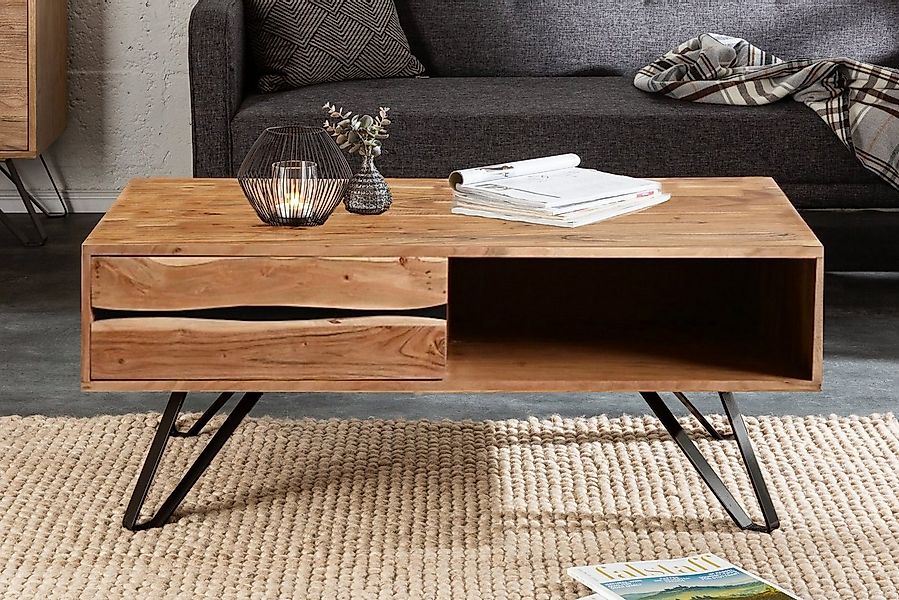 Sitheim-Europe Couchtisch LIVING EDGE Massiver Couchtisch 110cm Akazienholz günstig online kaufen