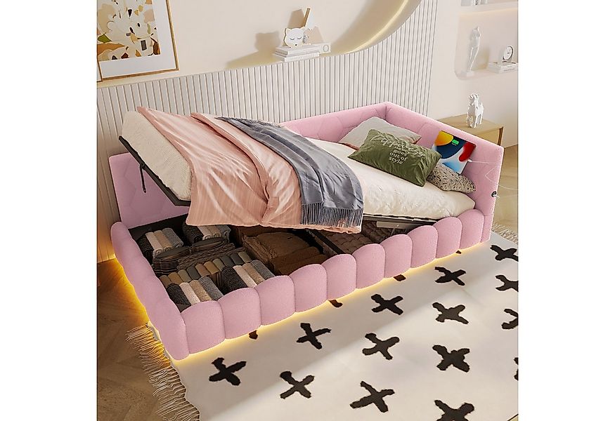 Flieks Daybett, Hydraulisches Polsterbett Tagesbett Schlafsofa 90x200cm mit günstig online kaufen