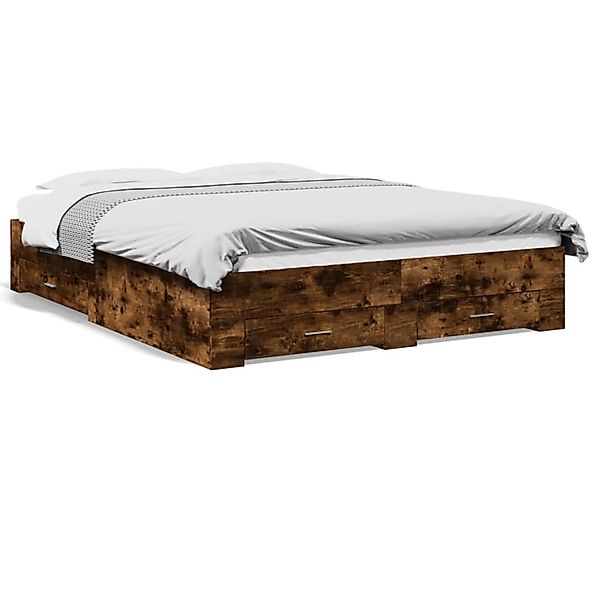 vidaXL Bettgestell mit Schubladen Räuchereiche 150x200cm Holzwerkstoff 3280 günstig online kaufen