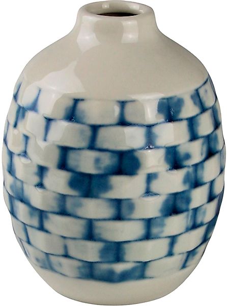 AM Design Dekovase "Karo, blau-weiß, Tischvase aus Keramik in bauchiger For günstig online kaufen