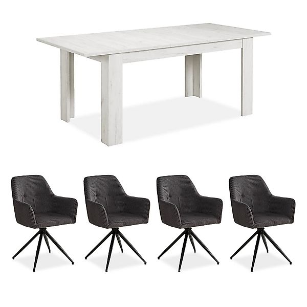 Homestyle4u Essgruppe mit 4 Polsterstühlen Drehbar 2762 günstig online kaufen
