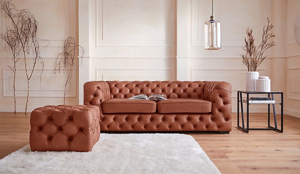 Home affaire Chesterfield-Sofa "Kalina" mit klassischer Chesterfield-Knopfh günstig online kaufen