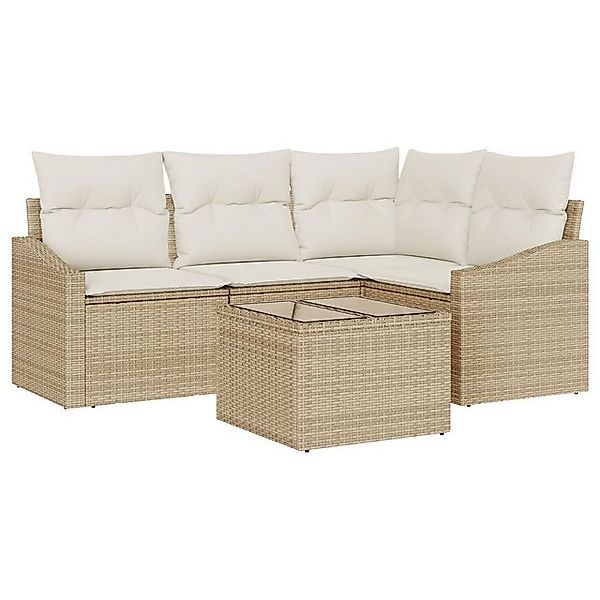 vidaXL Loungesofa 5-tlg. Garten-Sofagarnitur mit Kissen Braun Poly Rattan, günstig online kaufen