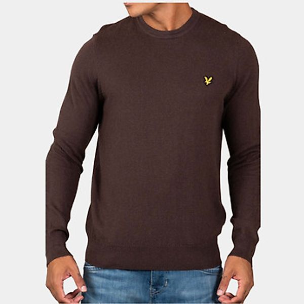 Lyle & Scott  Pullover Cotton merino crew neck jumper - espresso günstig online kaufen