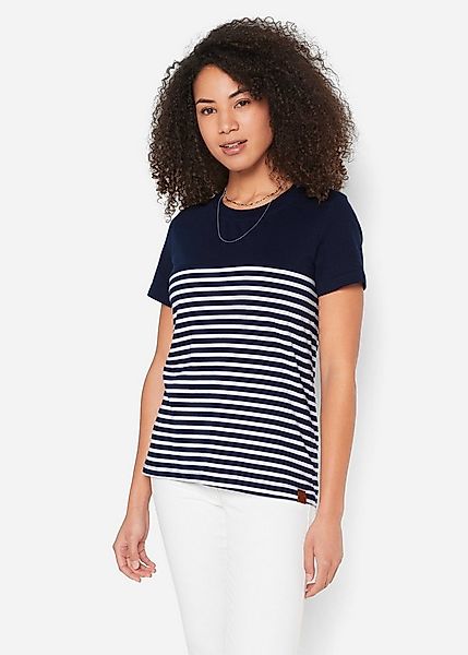 bonprix T-Shirt mit Streifen Muster und Rundhalsausschnitt günstig online kaufen