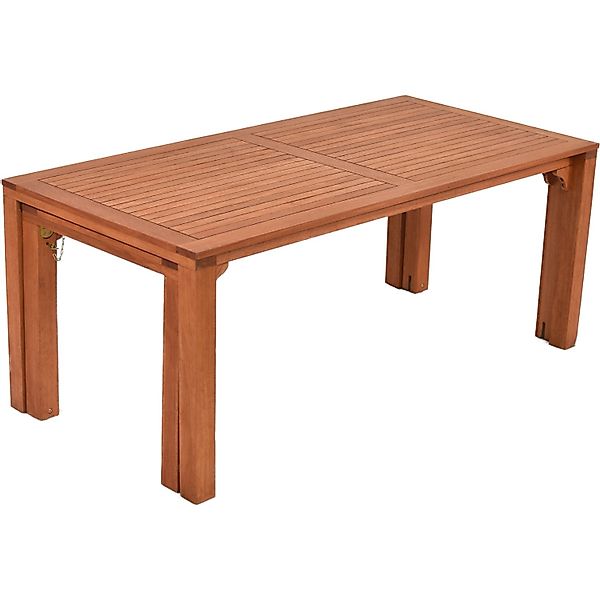 Merxx Gartentisch Rechteckig ausziehbar Holz Eukalyptus 185 cm x 90 cm günstig online kaufen