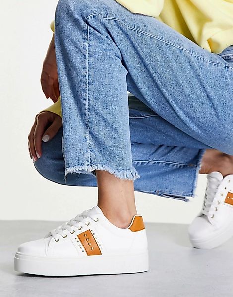 Topshop – Clementine – Mit Nieten besetzte Sneaker in Orange günstig online kaufen