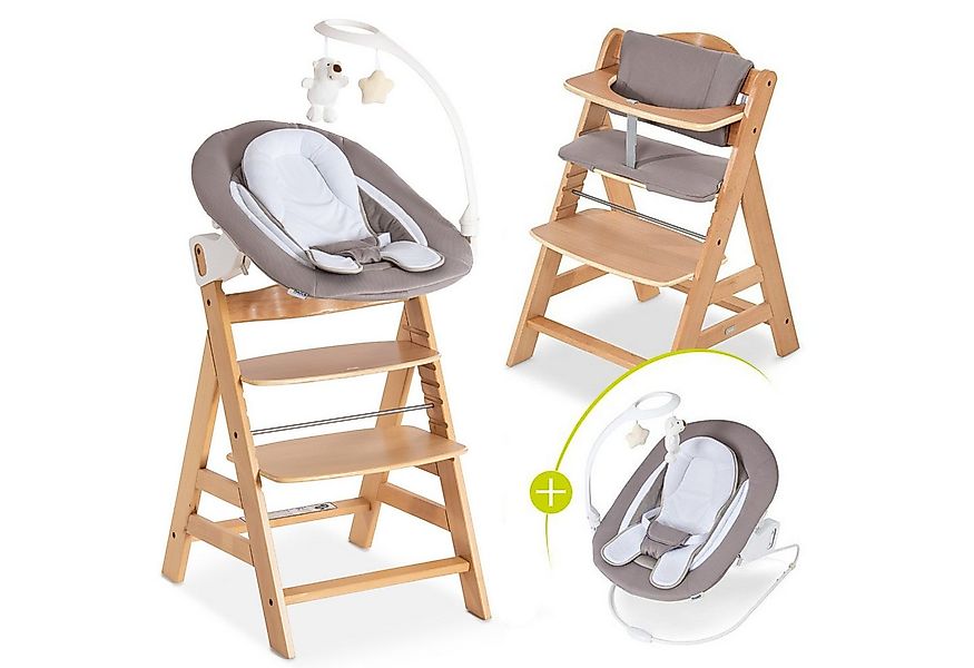 Hauck Hochstuhl Alpha Plus Natur - Newborn Set Deluxe (Set, 4 St), Holz Bab günstig online kaufen
