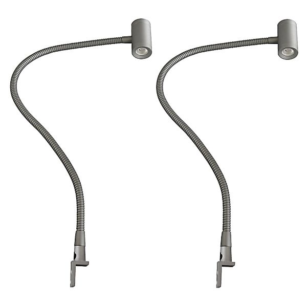 kalb LED Bettleuchte Silbergrau 3W Warmweiß Leseleuchte Aufbauleuchte Nacht günstig online kaufen