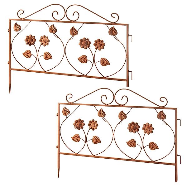 Kobolo Gartenstecker LEAVES 2 Stück Zaun Zaunfeld Rostoptik günstig online kaufen