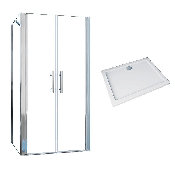 AICA Doppeltür Eckdusche 80x80x195cm Eckig-kabine Duschabtrennung Pendeltür günstig online kaufen