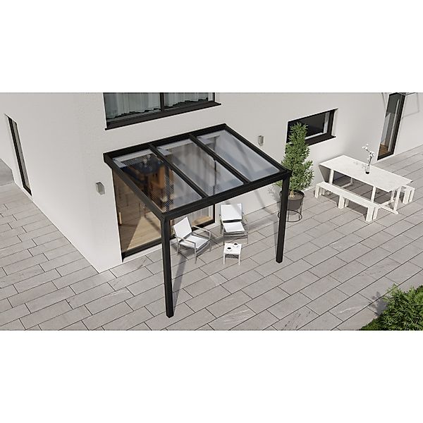 Terrassenüberdachung Professional 300 cm x 200 cm Schwarz Struktur PC Klar günstig online kaufen