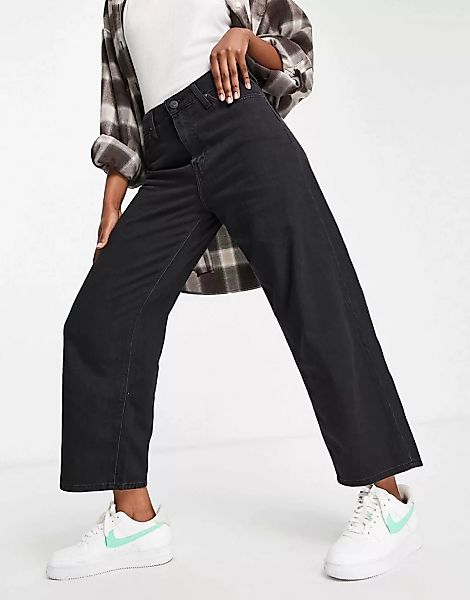 Lee Jeans – Jeans mit hohem Bund, kurzem Schnitt und weitem Bein in Schwarz günstig online kaufen