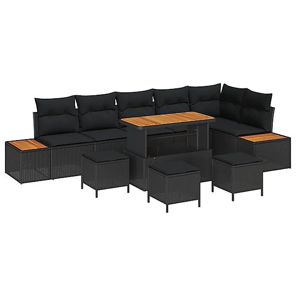 vidaXL Gartensofa-Set mit Kissen 10 Stk Schwarz Poly Rattan 3364889 günstig online kaufen